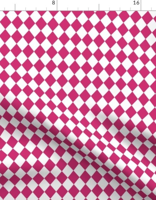 Small Bubble Gum and White Diamond Harlequin Check Pattern Fabric