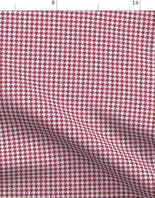 Small Burgundy Wine Red and White Handpainted Houndstooth Check Watercolor Pattern Fabric
