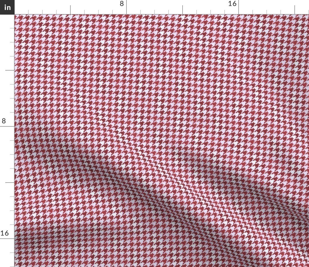 Small Burgundy Wine Red and White Handpainted Houndstooth Check Watercolor Pattern Fabric