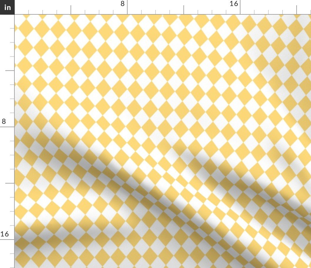Small Butttercup and White Diamond Harlequin Check Pattern Fabric Small Butttercup and White Diamond Harlequin Check Pattern Fabric