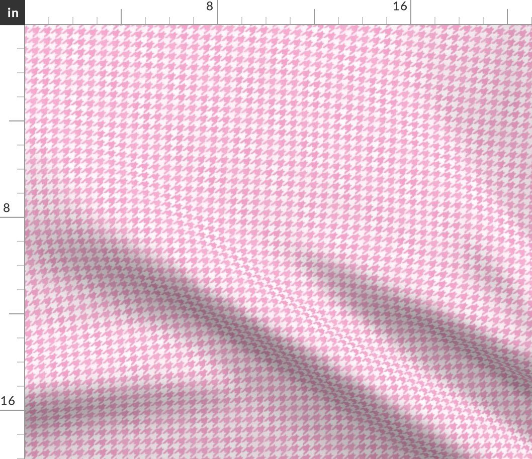 Small Candy Pink and White Handpainted Houndstooth Check Watercolor Pattern Fabric