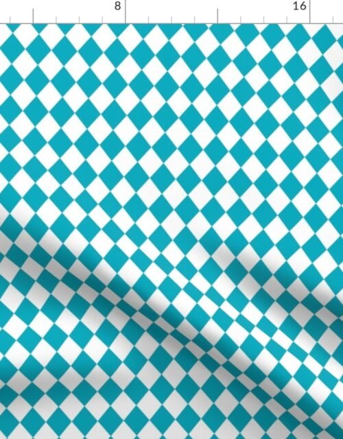 Small Caribbean and White Diamond Harlequin Check Pattern Fabric