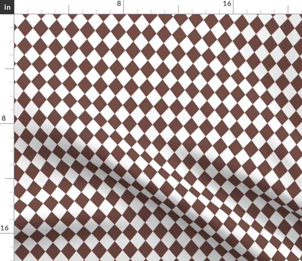 Small Cinnamon and White Diamond Harlequin Check Pattern Fabric Small Cinnamon and White Diamond Harlequin Check Pattern Fabric