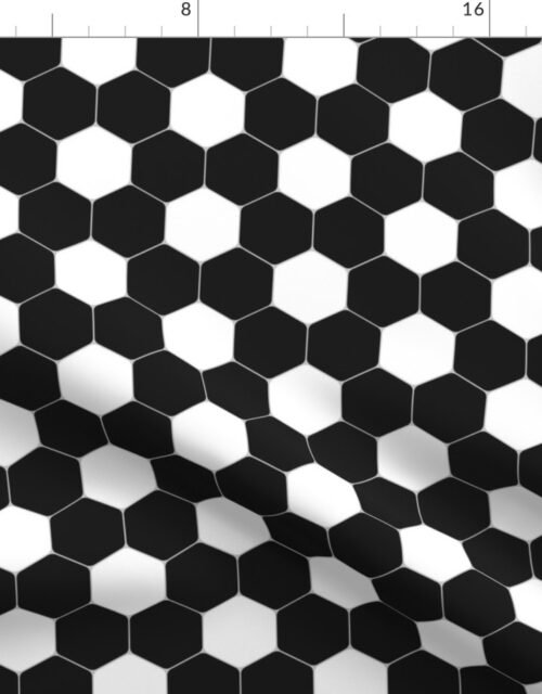 Small Classic Soccer Football Hexagonal White and Black Seamless Print Repeat Fabric