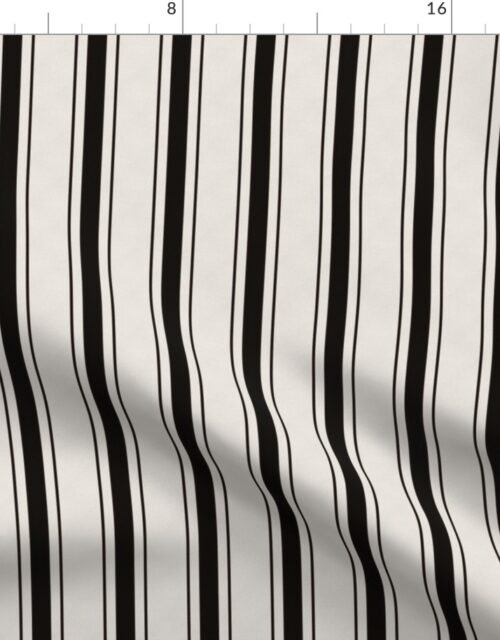 Small Coal Black Antique Vintage Mattress Ticking Stripe on Cream Fabric
