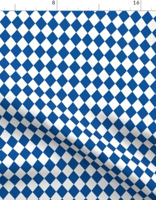 Small Cobalt and White Diamond Harlequin Check Pattern Fabric