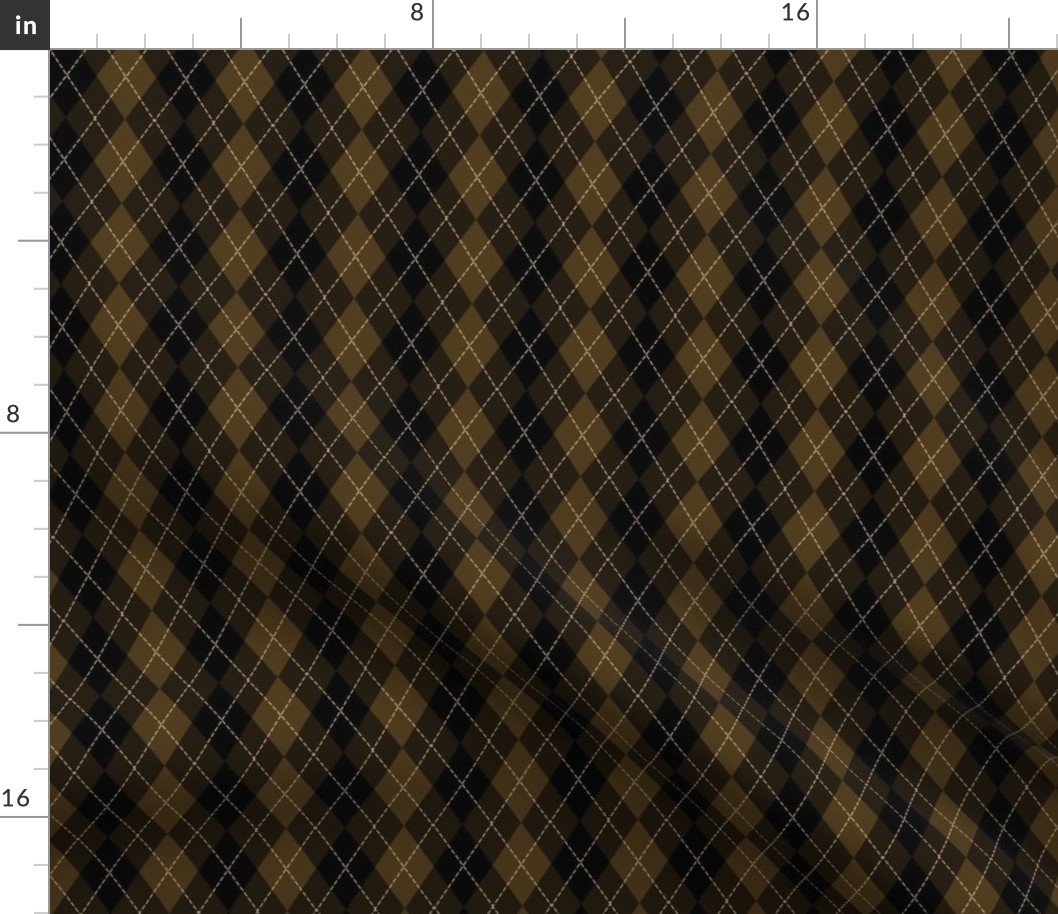 Small Dark Coffee Argyle Diamond Check Fabric Small Dark Coffee Argyle Diamond Check Fabric