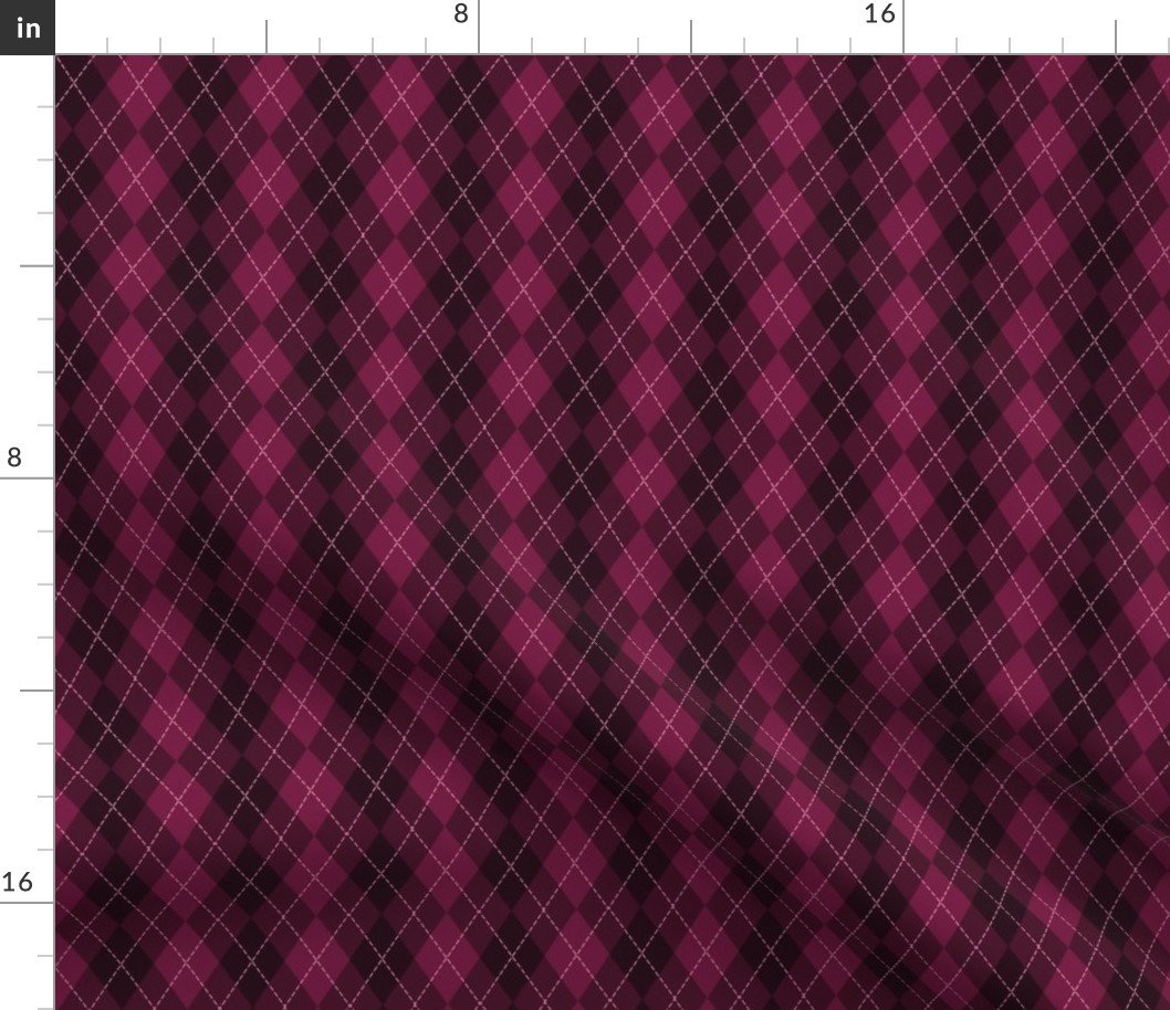 Small Dark Pink Argyle Diamond Check Fabric Small Dark Pink Argyle Diamond Check Fabric