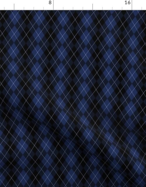 Small Dark Royal Blue Argyle Diamond Check Fabric
