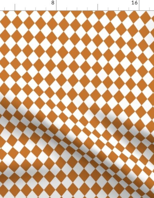 Small Desert Sun and White Diamond Harlequin Check Pattern Fabric