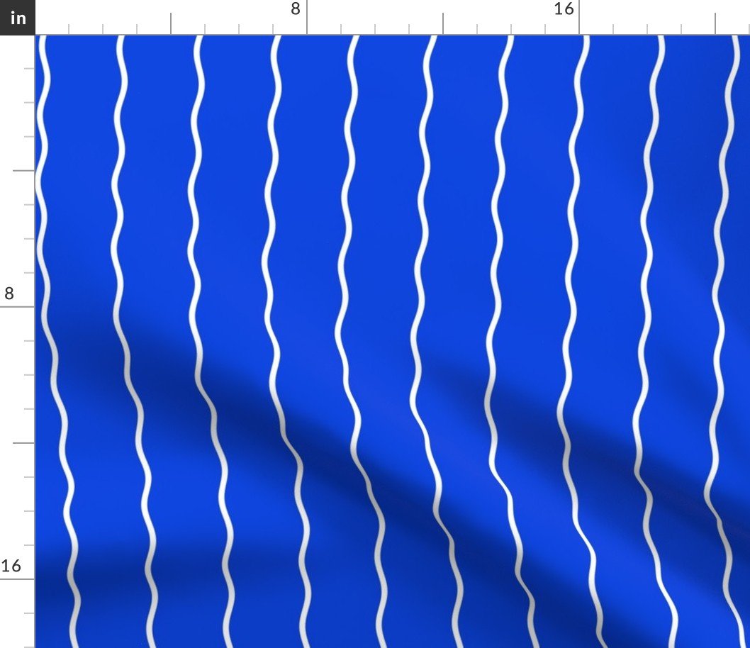 Small Double Squiggly White Lines on Blue Fabric Small Double Squiggly White Lines on Blue Fabric