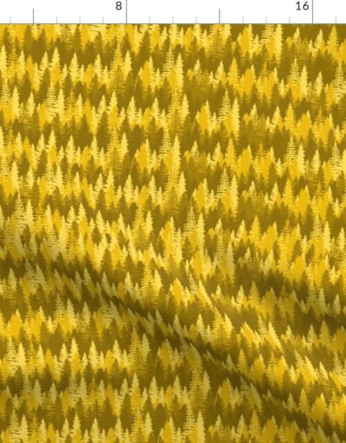 Small Endless Evergreen Forest with Fir Trees in Shades of Orange Fabric