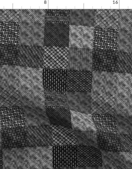 Small Faux Silver Foil and Black Vintage Art Deco Quilt Pattern Fabric
