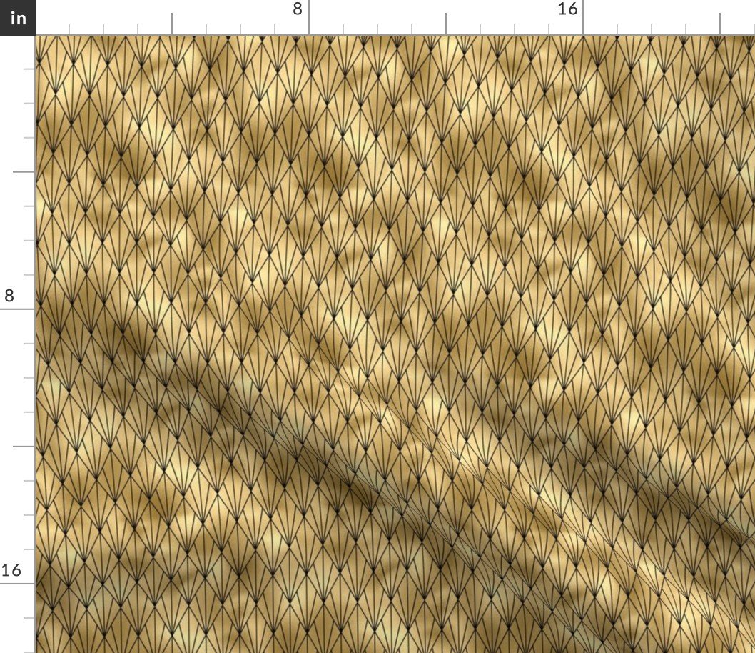 Small Gold Faux Foil Vintage Fan Art Deco Pattern Fabric Small Gold Faux Foil Vintage Fan Art Deco Pattern Fabric