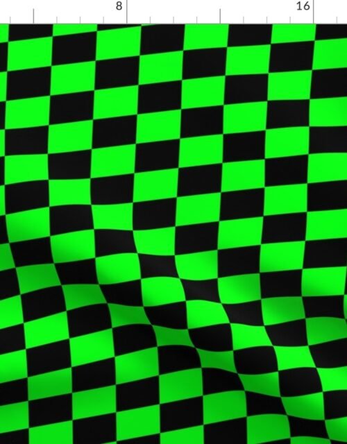Small Green and Black Racing Check/Flag Pattern Fabric