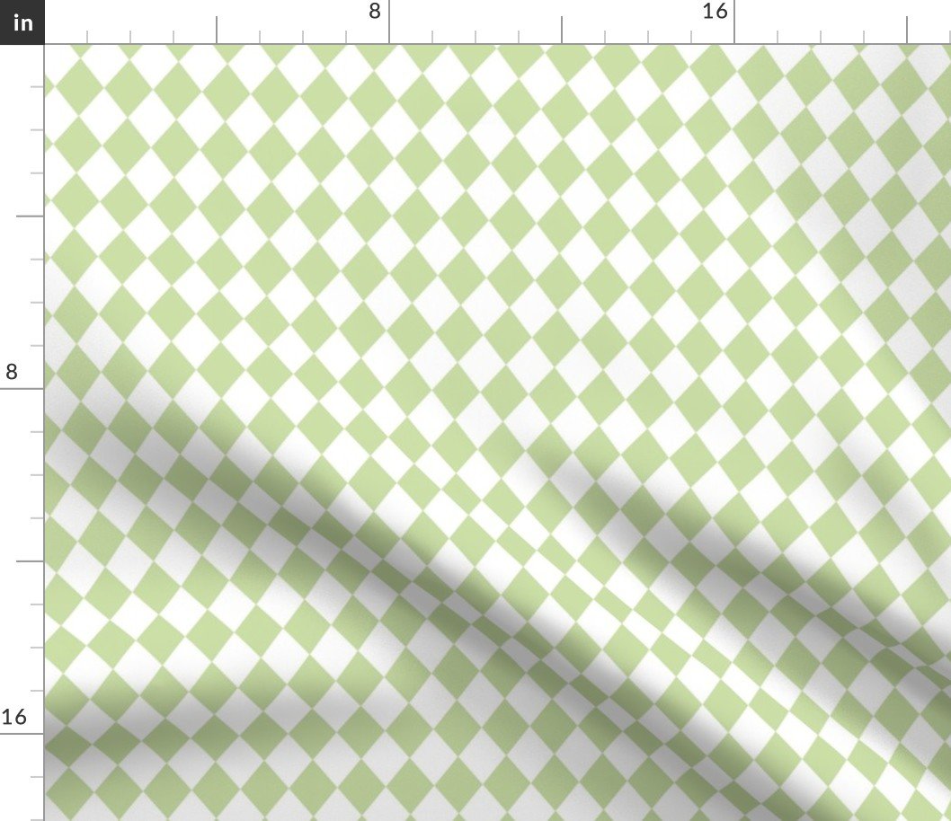 Small Honeydew and White Diamond Harlequin Check Pattern Fabric Small Honeydew and White Diamond Harlequin Check Pattern Fabric