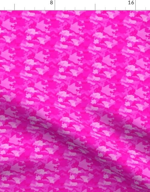 Small Hot Shocking Neon Pink Girlie Feminine Camo Camouflage Pattern Fabric