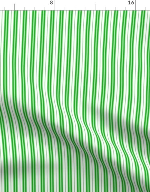 Small Kelly Green and White Vertical Double Mattress Ticking Fabric