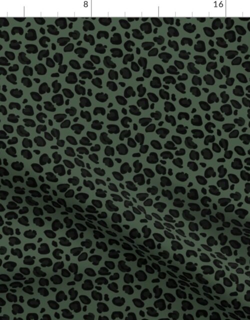 Small Leopard Boot Green Spots on Army Green Fabric