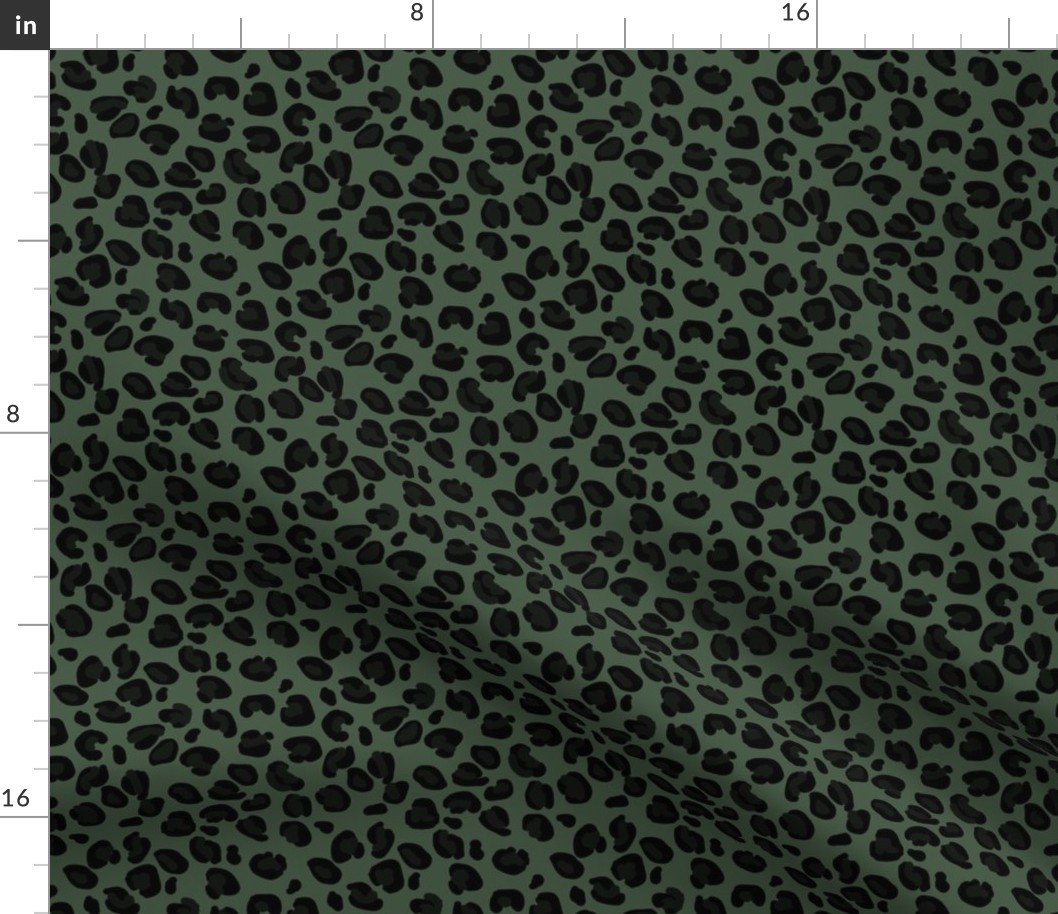 Small Leopard Boot Green Spots on Army Green Fabric Small Leopard Boot Green Spots on Army Green Fabric