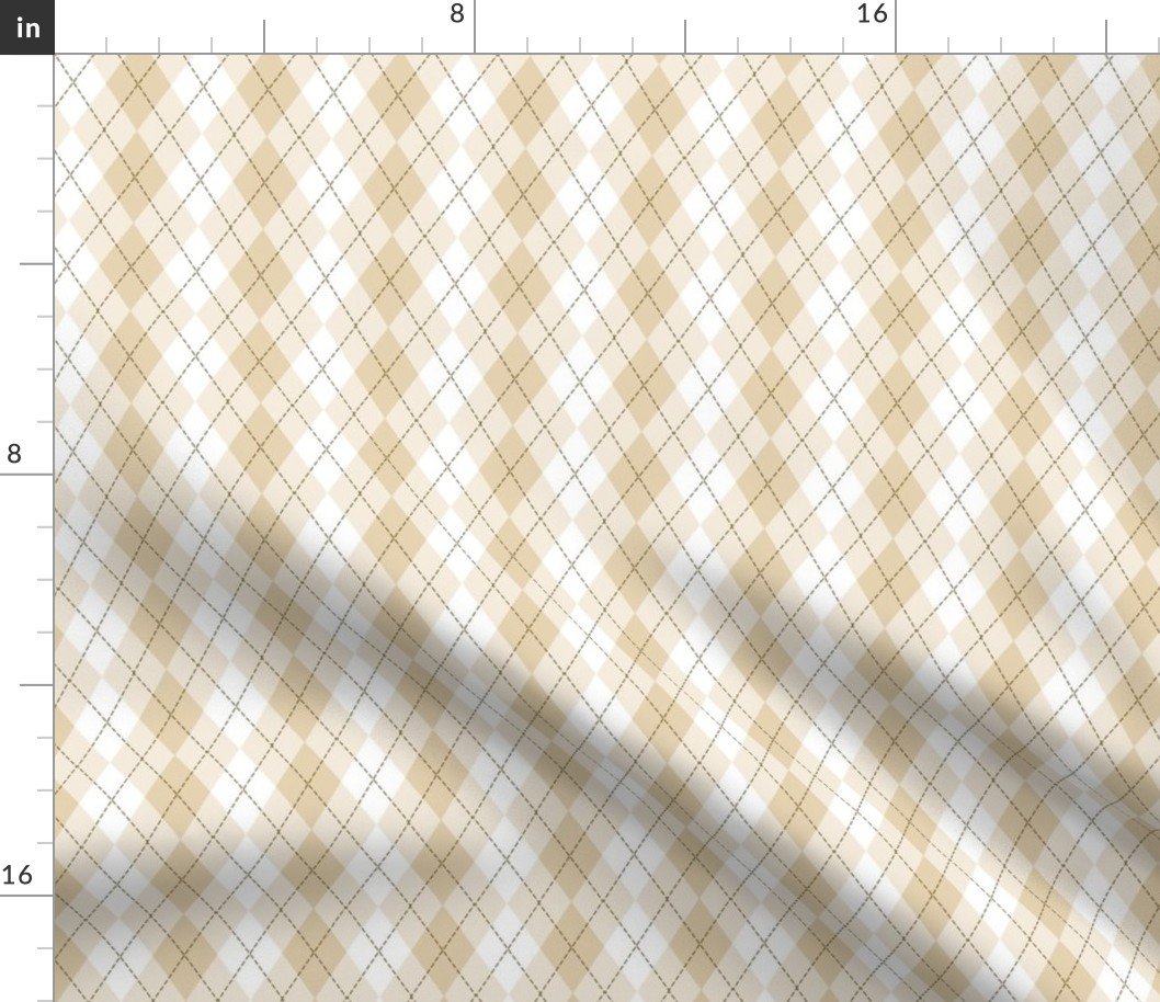Small Light Beige Argyle Diamond Check Fabric Small Light Beige Argyle Diamond Check Fabric