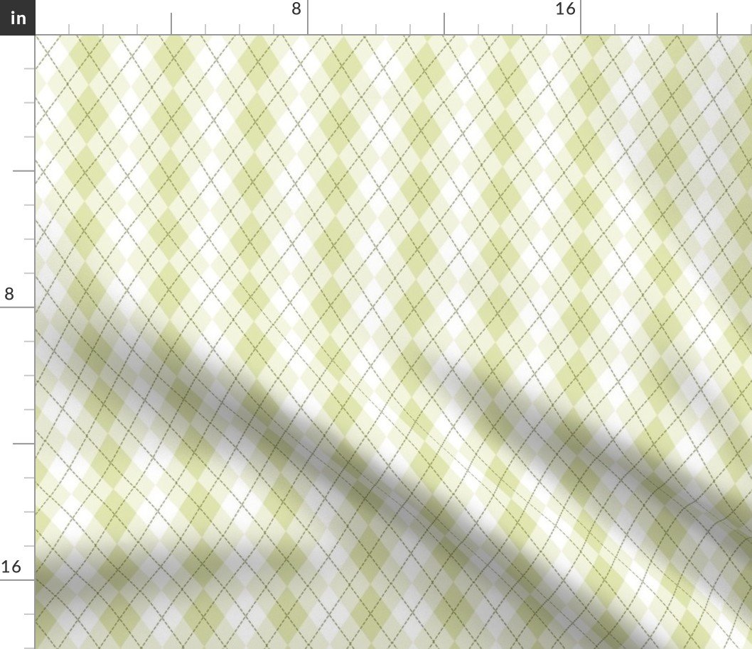 Small Light Olive Argyle Diamond Check Fabric Small Light Olive Argyle Diamond Check Fabric
