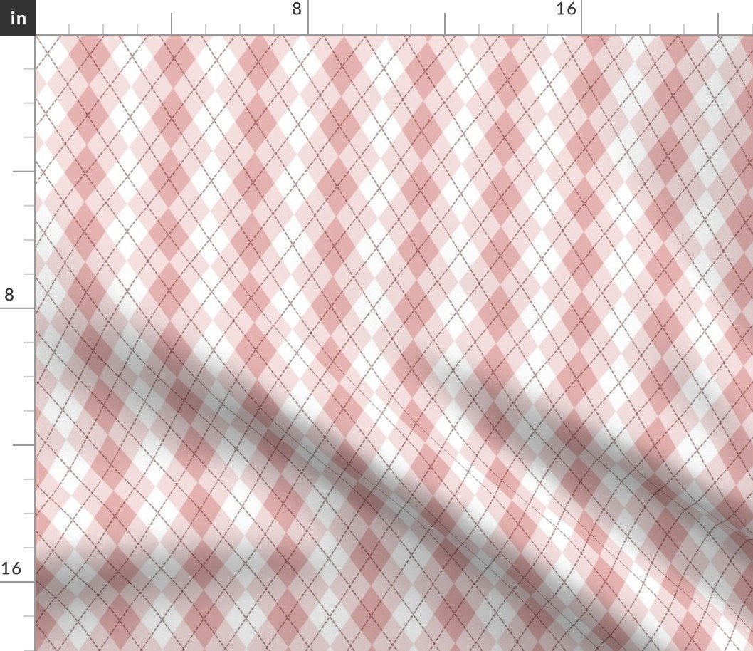 Small Light Pink Argyle Diamond Check Fabric Small Light Pink Argyle Diamond Check Fabric