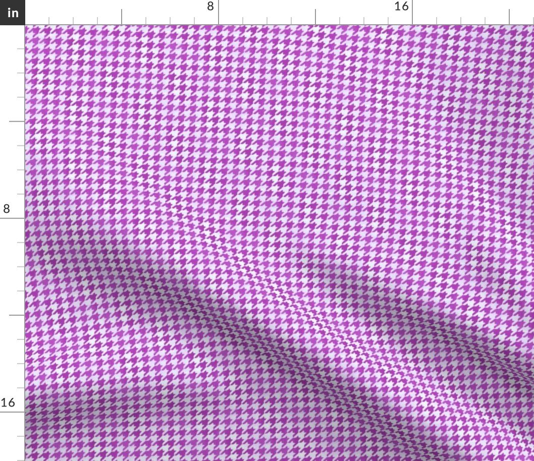 Small Magenta Purple and White Handpainted Houndstooth Check Watercolor Pattern Fabric