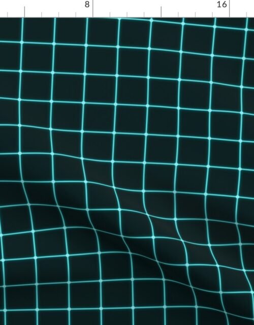 Small Matrix Optical Illusion Grid in Black and Neon Aqua Fabric