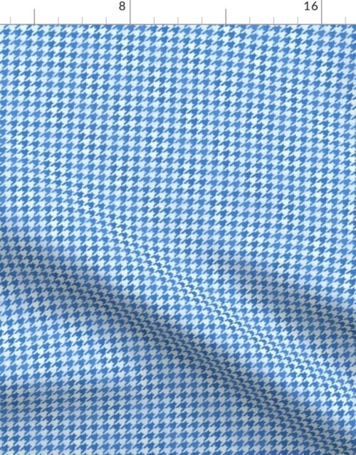 Small Mid Blue and White Handpainted Houndstooth Check Watercolor Pattern Fabric