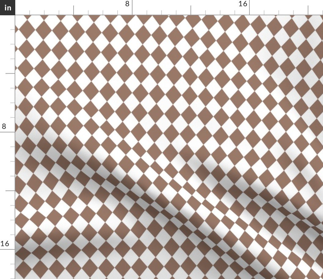 Small Mocha and White Diamond Harlequin Check Pattern Fabric Small Mocha and White Diamond Harlequin Check Pattern Fabric