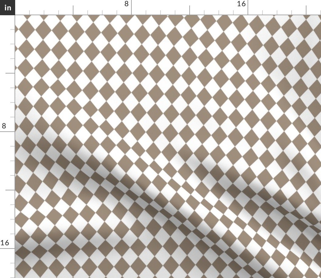 Small Mushroom and White Diamond Harlequin Check Pattern Fabric Small Mushroom and White Diamond Harlequin Check Pattern Fabric