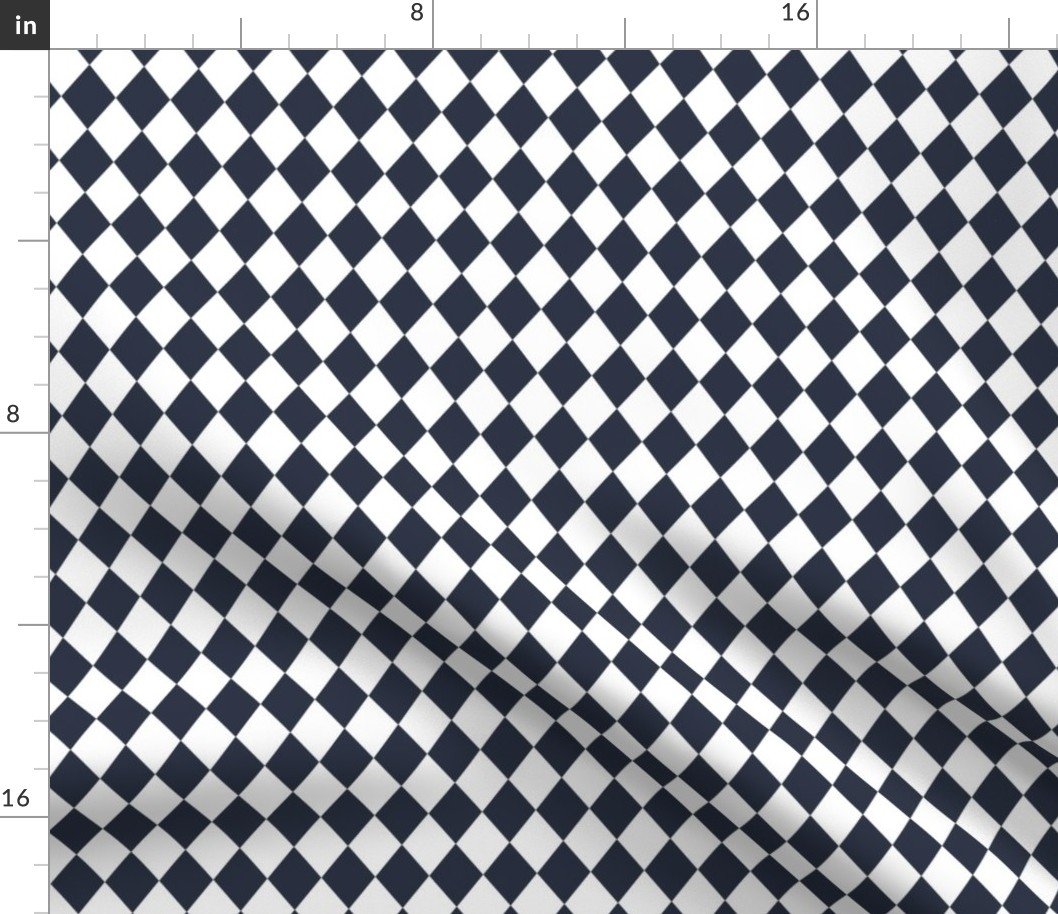 Small Navy and White Diamond Harlequin Check Pattern Fabric Small Navy and White Diamond Harlequin Check Pattern Fabric