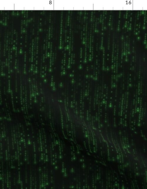 Small Neon Green Digital Rain Computer Code Fabric