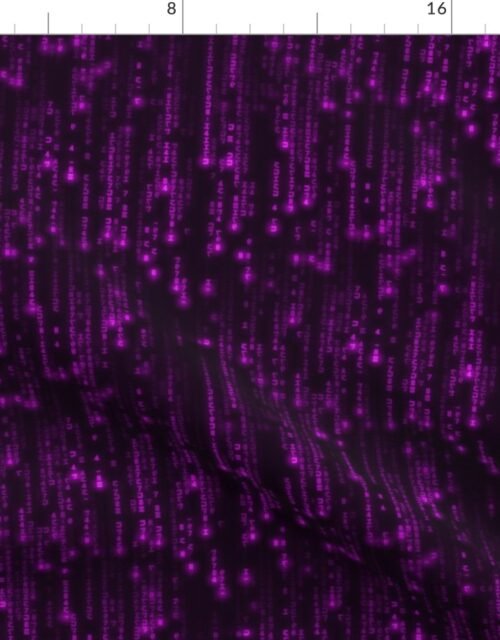 Small Neon Pink Digital Rain Computer Code Fabric