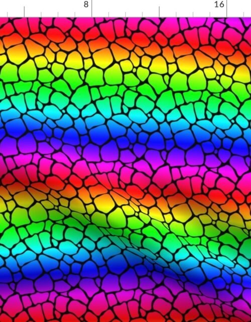Small Neon Rainbow Giraffe Hide Animal Print Fabric