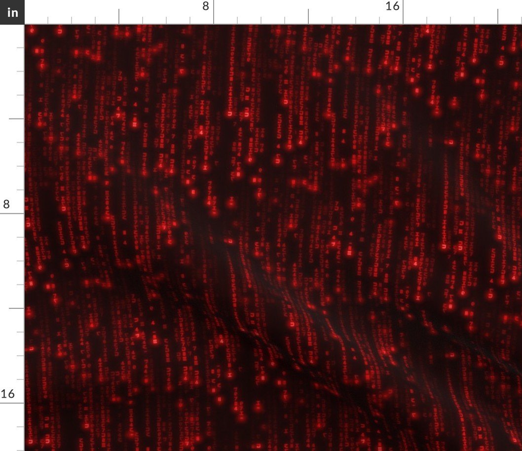 Small Neon Red Digital Rain Computer Code Fabric Small Neon Red Digital Rain Computer Code Fabric