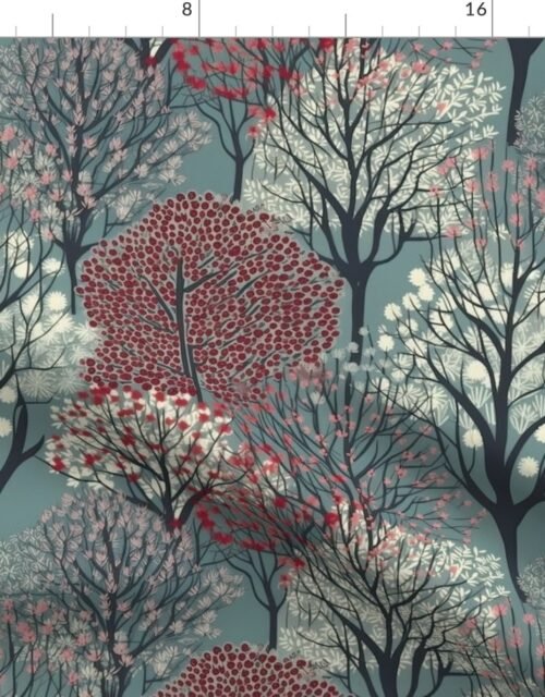 Small New England Endless Forest Trees Winter Fabric