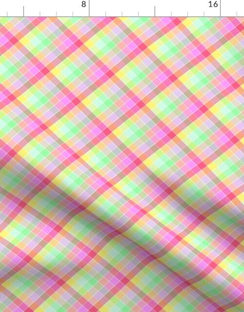 Small Pastel Rainbow Tablecloth Diagonal Check Fabric