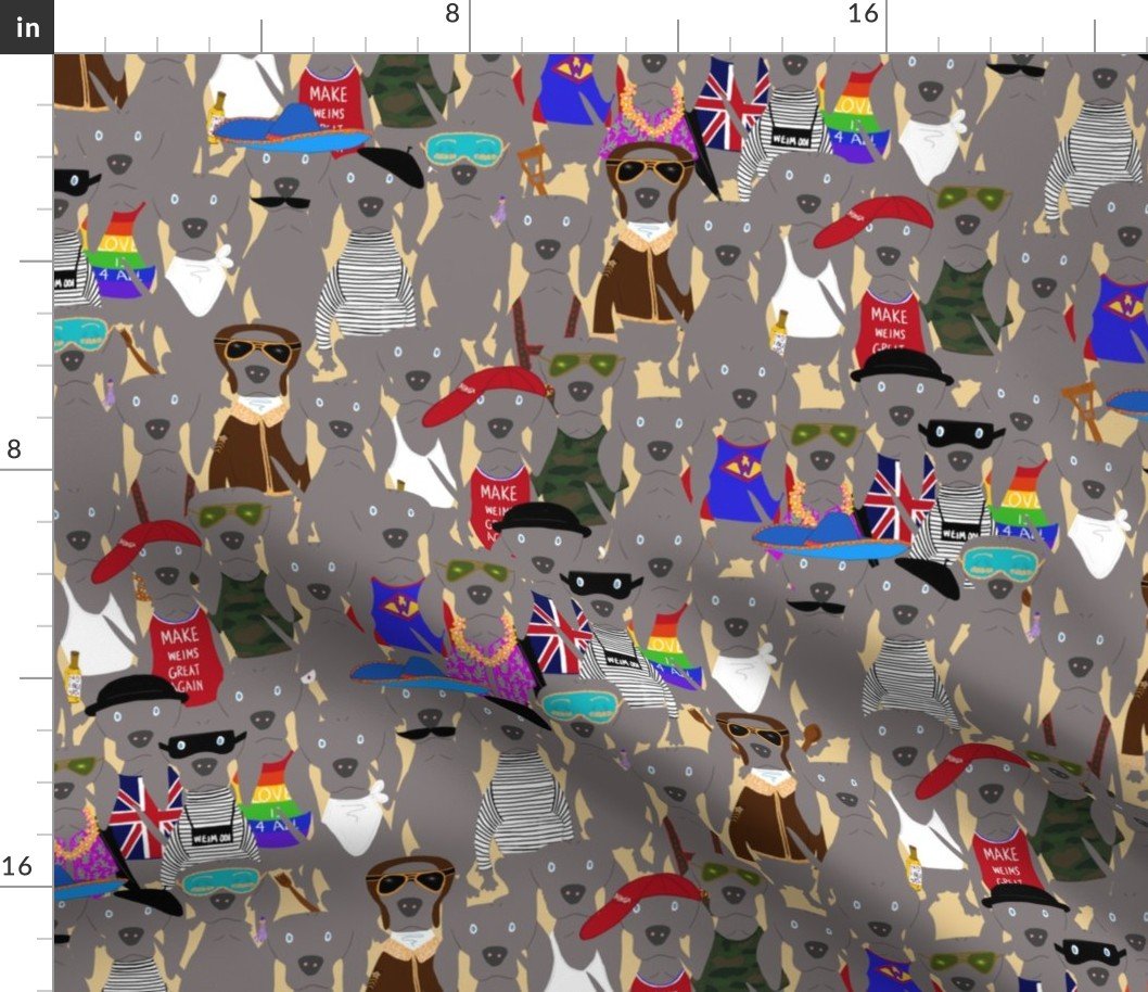 Small Print Dog Weim Nation Grey Ghost Weimaraner Hand-painted Pet Pattern on Khaki Fabric Small Print Dog Weim Nation Grey Ghost Weimaraner Hand-painted Pet Pattern on Khaki Fabric