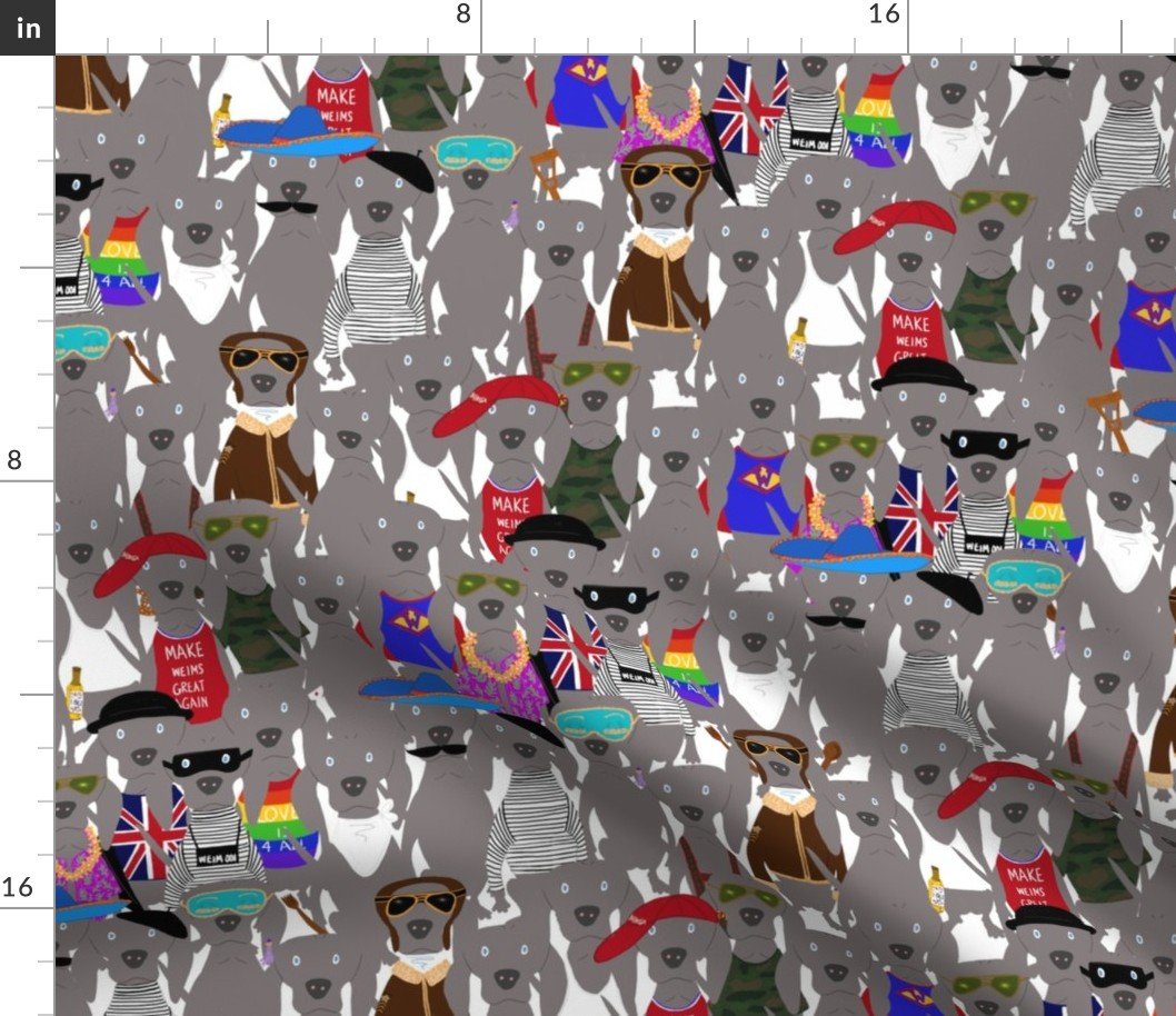 Small Print Dog Weim Nation Grey Ghost Weimaraner Hand-painted Pet Pattern on White Fabric Small Print Dog Weim Nation Grey Ghost Weimaraner Hand-painted Pet Pattern on White Fabric