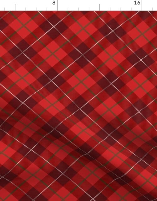 Small Red Green and White Seasonal Christmas  Tartan Check Plaid Fabric