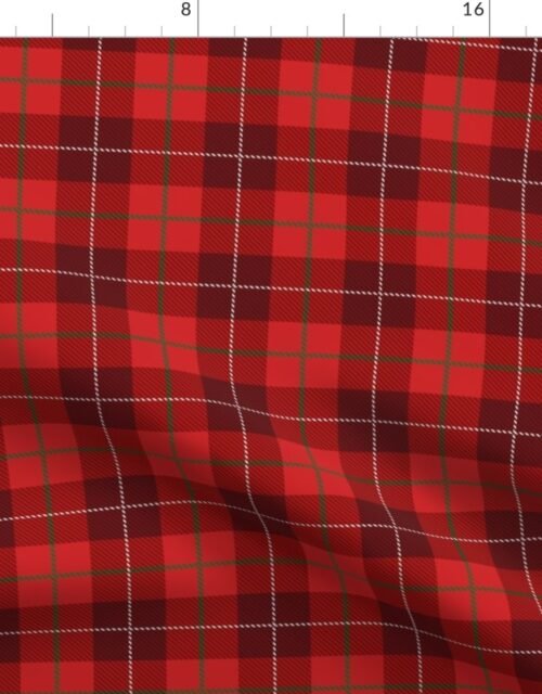 Small Red Green and White Seasonal Christmas  Tartan Check Plaid Fabric