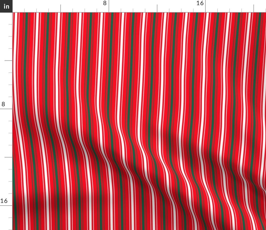 Small Red and White Christmas Ticking Stripe Fabric Small Red and White Christmas Ticking Stripe Fabric