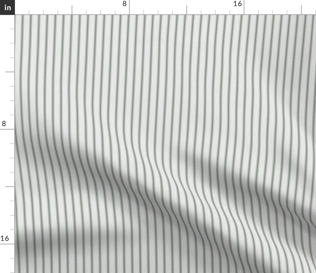 Small Sage Green on Off-White French Provincial Mattress Ticking Fabric Small Sage Green on Off-White French Provincial Mattress Ticking Fabric