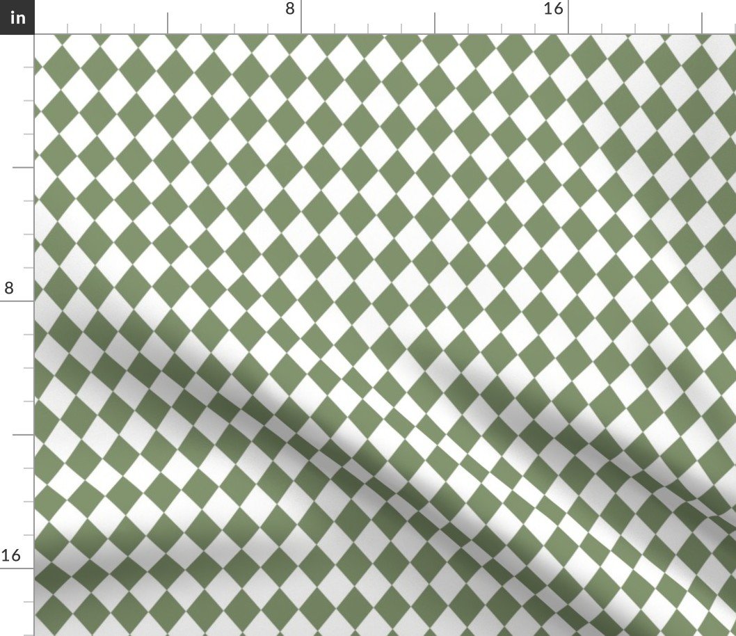 Small Sage and White Diamond Harlequin Check Pattern Fabric Small Sage and White Diamond Harlequin Check Pattern Fabric