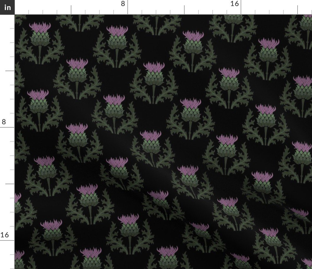 Small Scottish Thistle Flower of Scotland on Black Fabric Small Scottish Thistle Flower of Scotland on Black Fabric