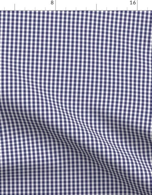 Small USA Flag Blue and White Gingham Checks Fabric