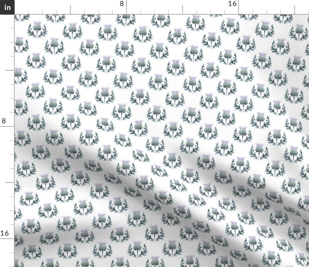 Small Watercolor Scottish Thistle Flower of Scotland Fabric Small Watercolor Scottish Thistle Flower of Scotland Fabric