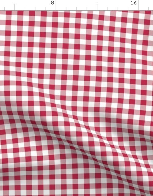 Small White  and Viva Magenta Gingham Check Fabric